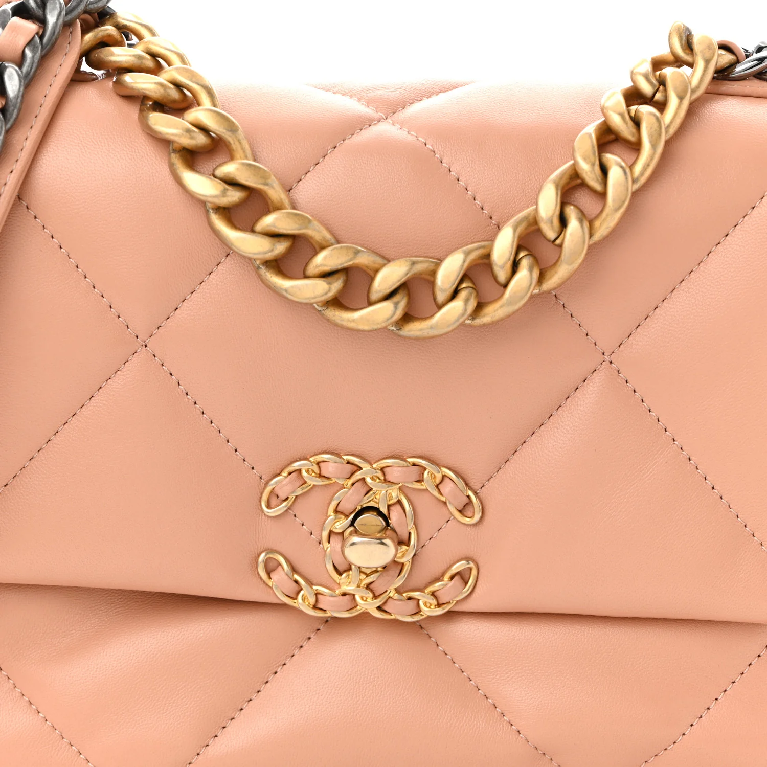 Lambskin Quilted Medium Chanel 19 Flap Beige - Top Club