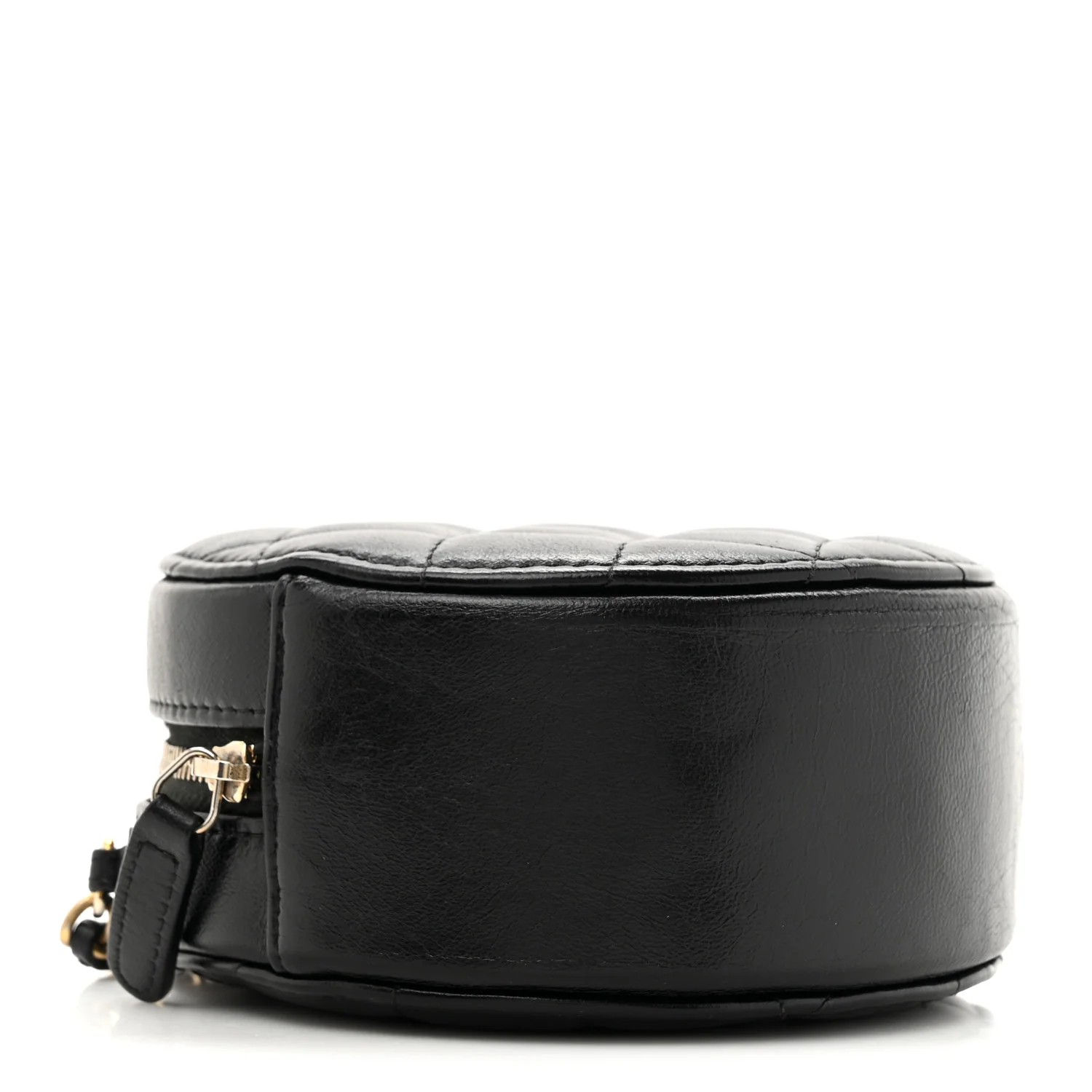 Lambskin Quilted Round Clutch With Chain Black - Top Club