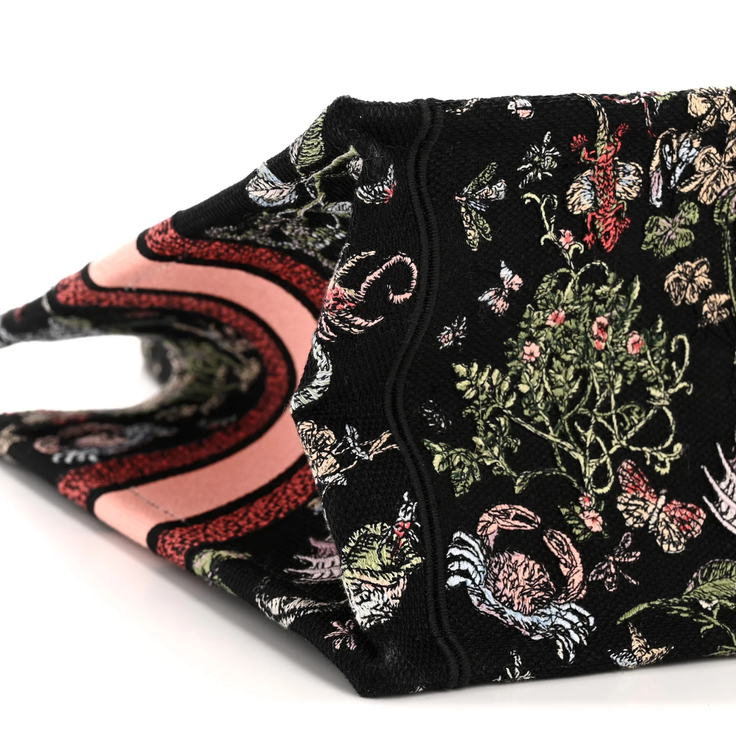 Canvas Embroidered Medium Cabinet De Curiosites Book Tote Black Multicolor - Top Club