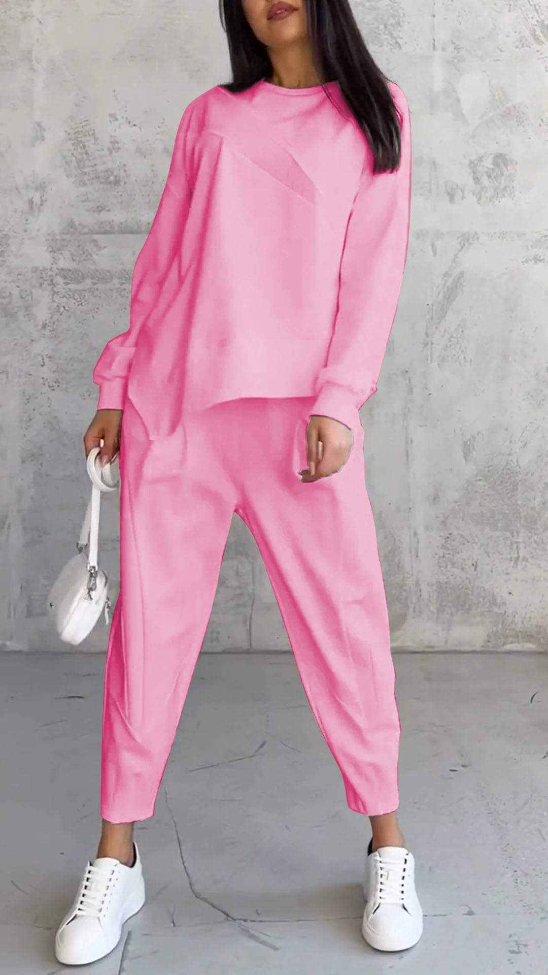 Women's Loose Crew Neck Long Sleeve Sweatshirt and Harem Pants Set - Nordfashionstorm - Women's Clothing, Fashion for You - Nordfashionstorm.com