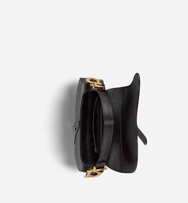 CHRISTIAN D Grained Calfskin Saddle Bag Black - Top Club