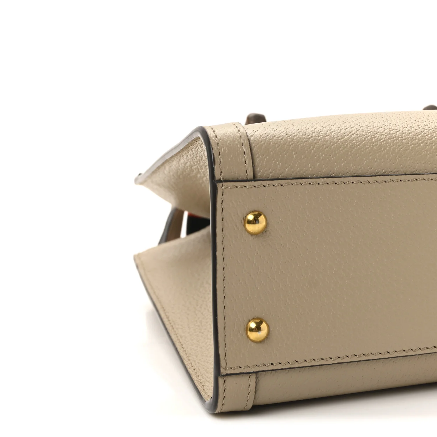 Textured Dollar Calfskin Web Small Diana Tote Bag Oatmeal Vintage Green - Top Club
