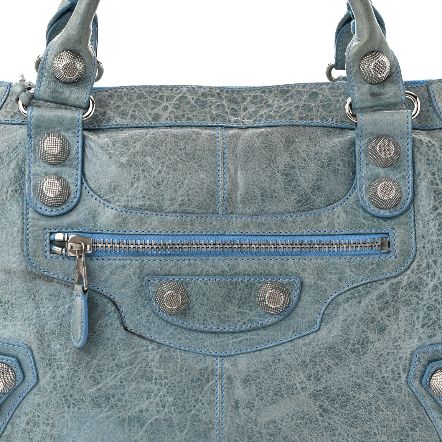 Agneau Giant 21 Silver Hardware Work Bleu Layette - Top Club