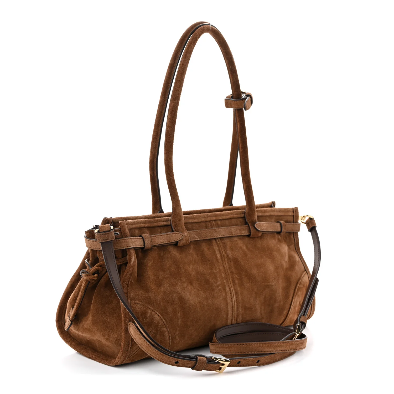 Suede Triangle Medium Bonnie Shoulder Bag Cacao - Top Club