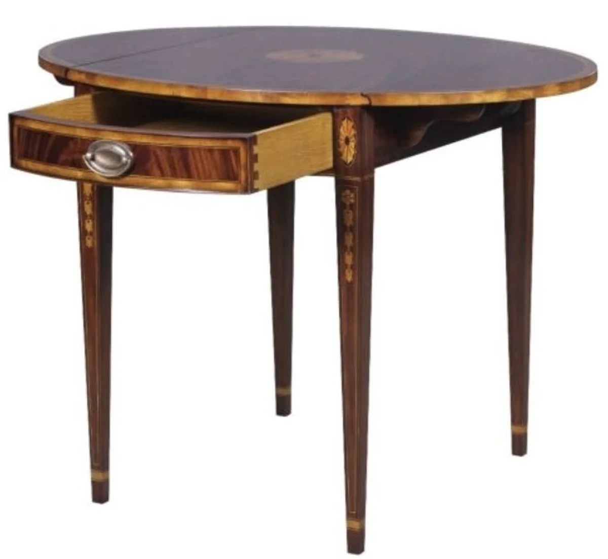 Luxury mahogany side table with drawer brown 96 x 77 x H. 73 cm - living room furniture