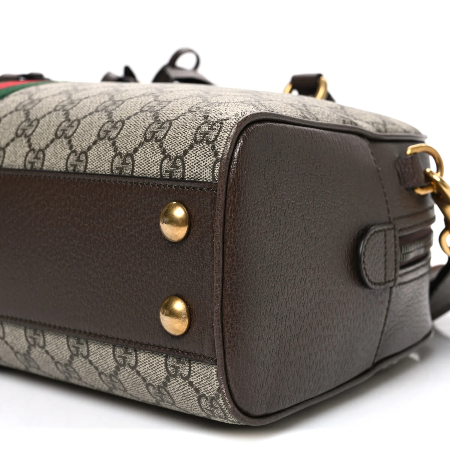 GG Supreme Monogram Textured Dollar Calfskin Web Medium Savoy Bowling Bag Beige Ebony New Acero - Top Club
