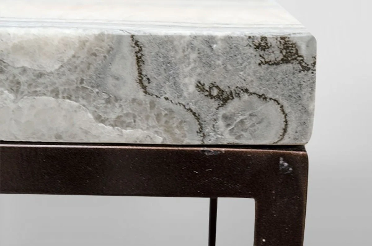 Art Deco side table onyx / metal 80 x 50 cm - Art Nouveau table - furniture coffee table
