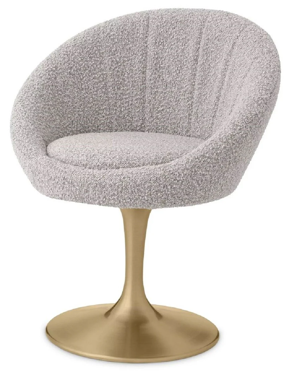 Luxury dining room chair gray / brass 67 x 57 x H. 78.5 cm - swivel chair in 60s design - dining room furniture - luxury furniture - luxury furnishings - dining room furnishings