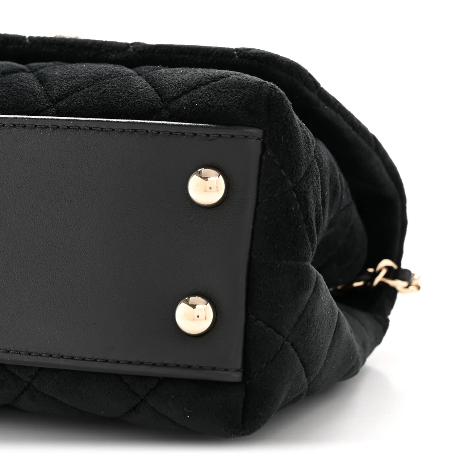 Velvet Crystal Quilted Extra Mini Coco Handle Flap Black - Top Club