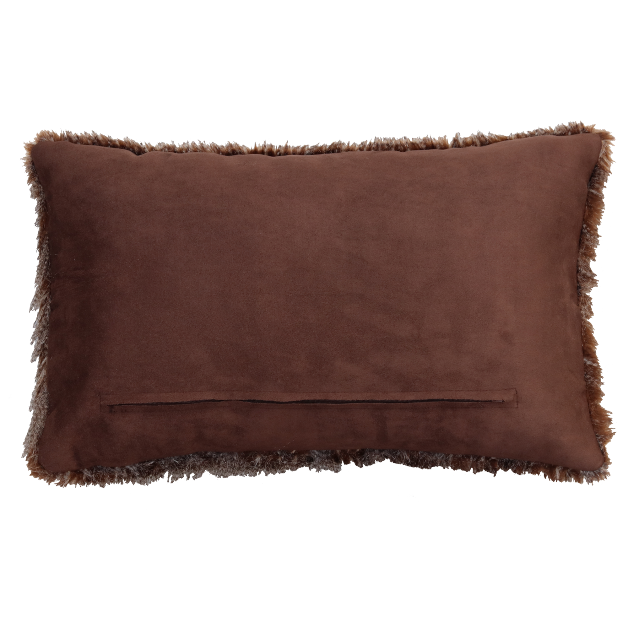 Sierkussen bont donker bruin ecru 57x38 cm