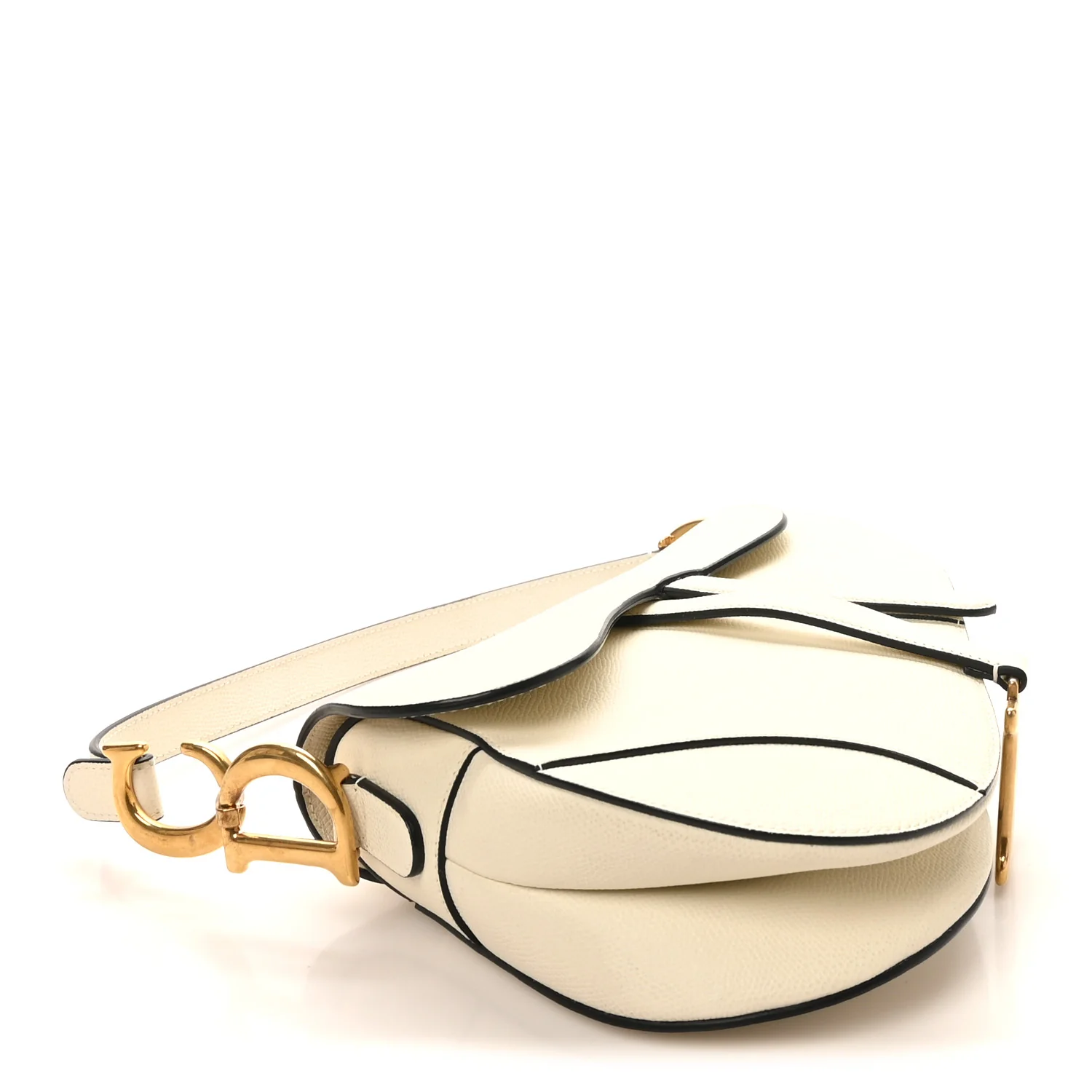 Grained Calfskin Saddle Bag White - Top Club