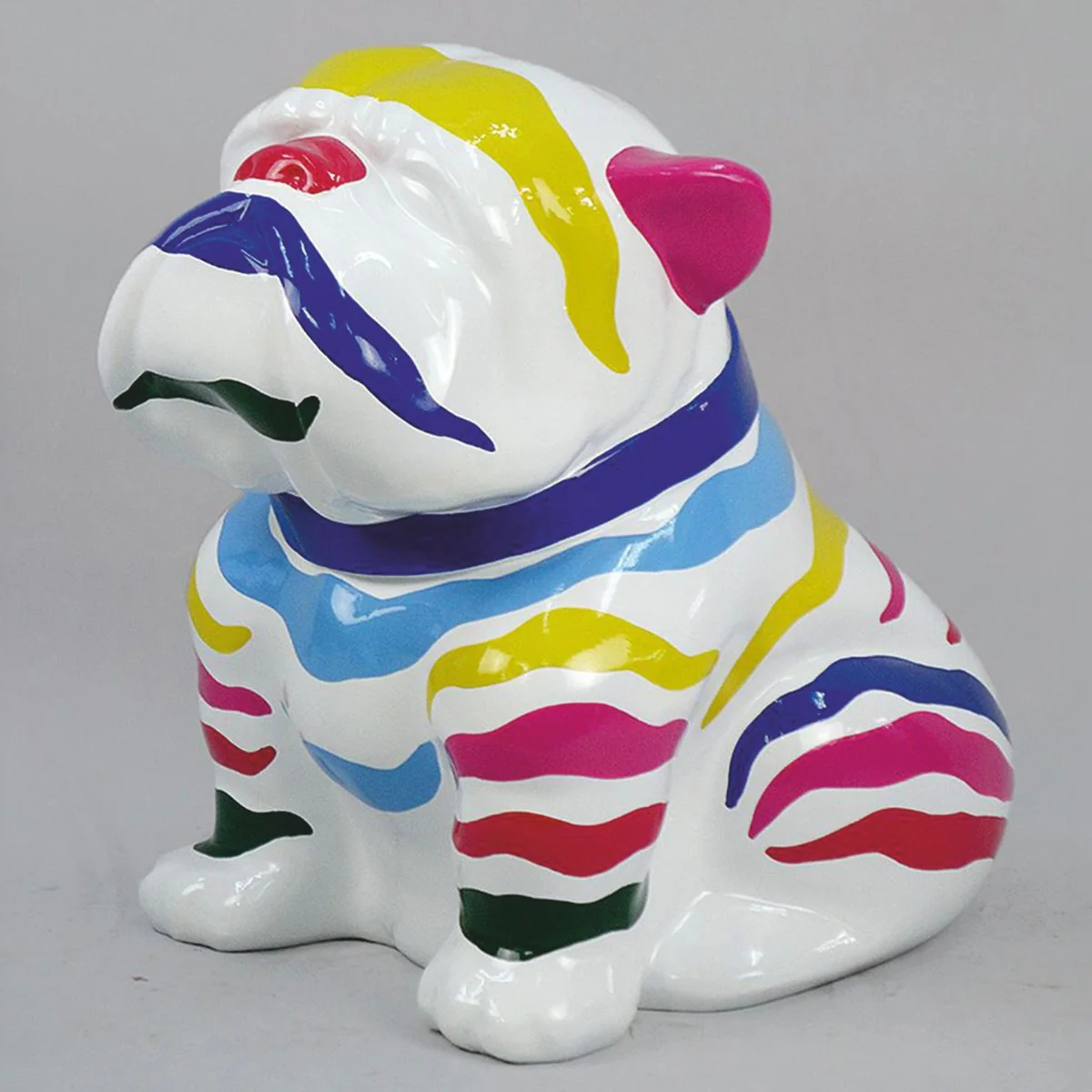 Decorative figure dog bulldog white / colorful H. 60 cm - decorative sculpture