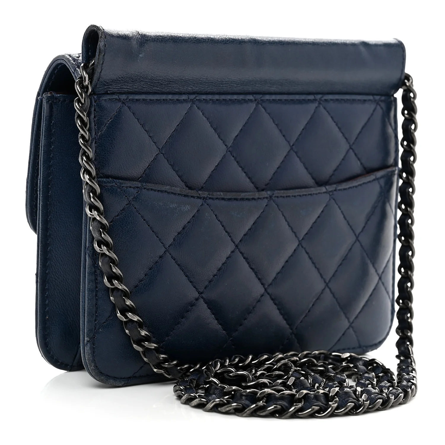 Lambskin Quilted Mini Crossing Times Flap Blue - Top Club
