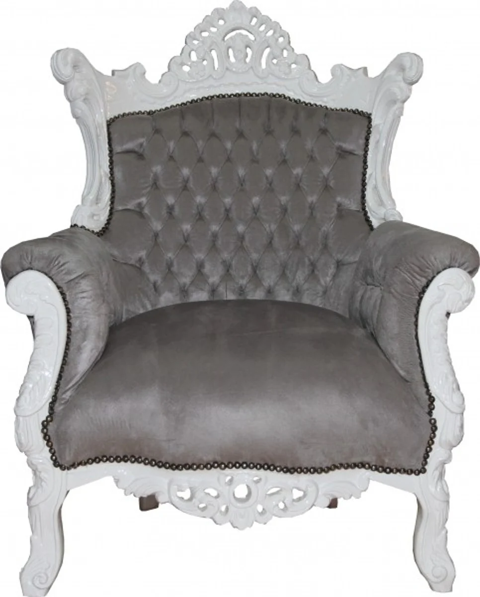 Baroque armchair Al Capone gray / white - antique style