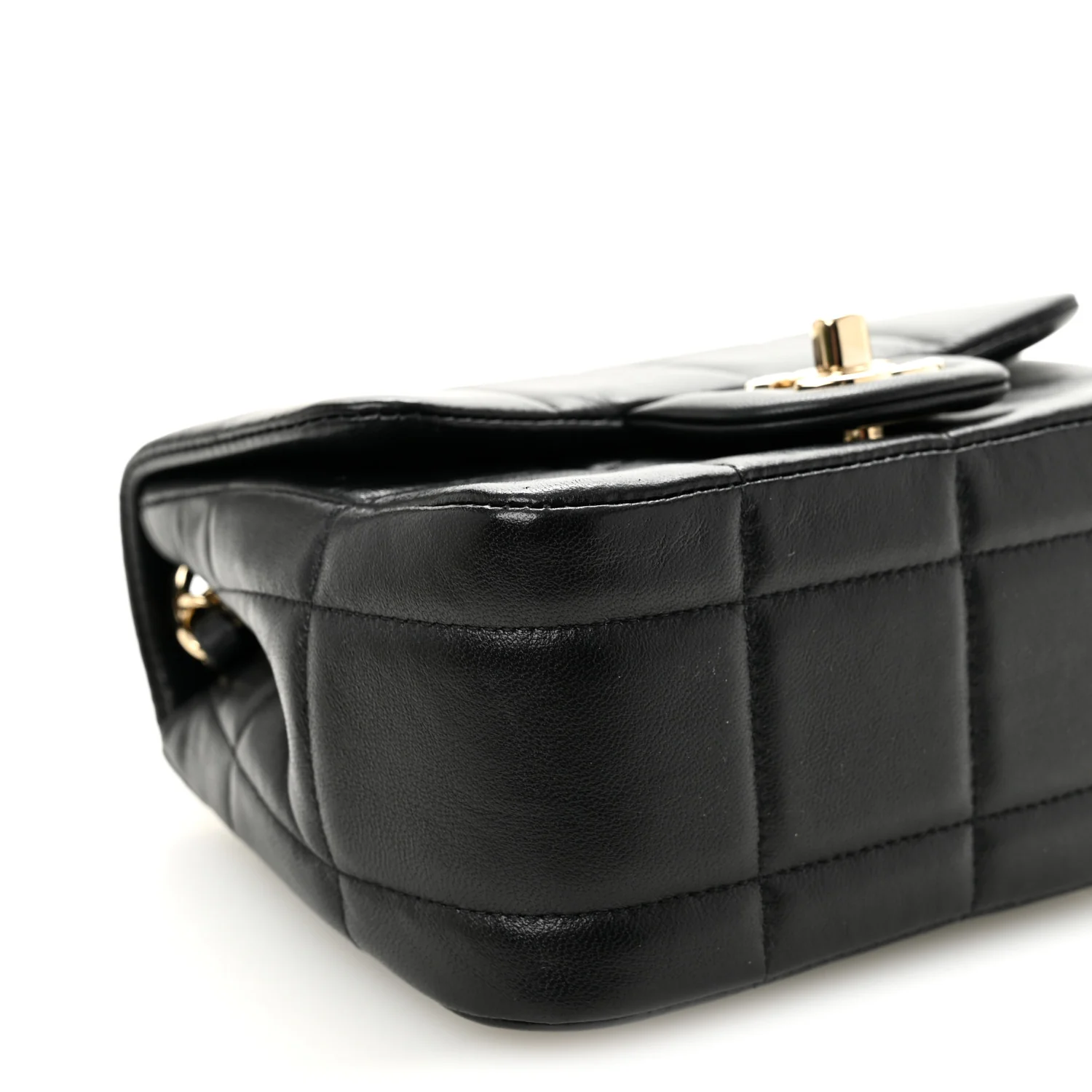 Lambskin Resin Crystal Square Quilted Mini Monacoco Flap Black - Top Club