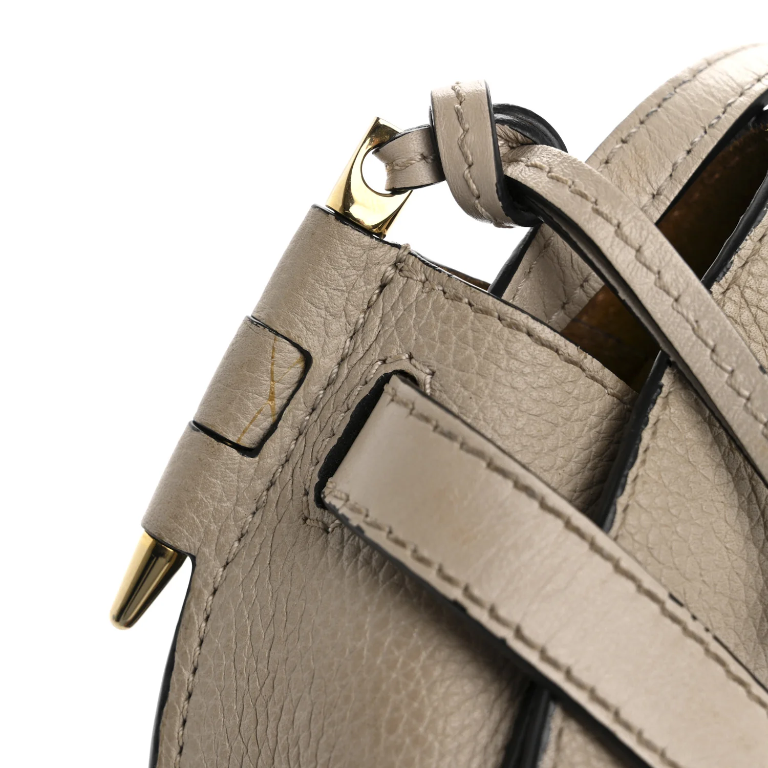 Grained Calfskin Mini Gate Crossbody Bag Light Oat - Top Club