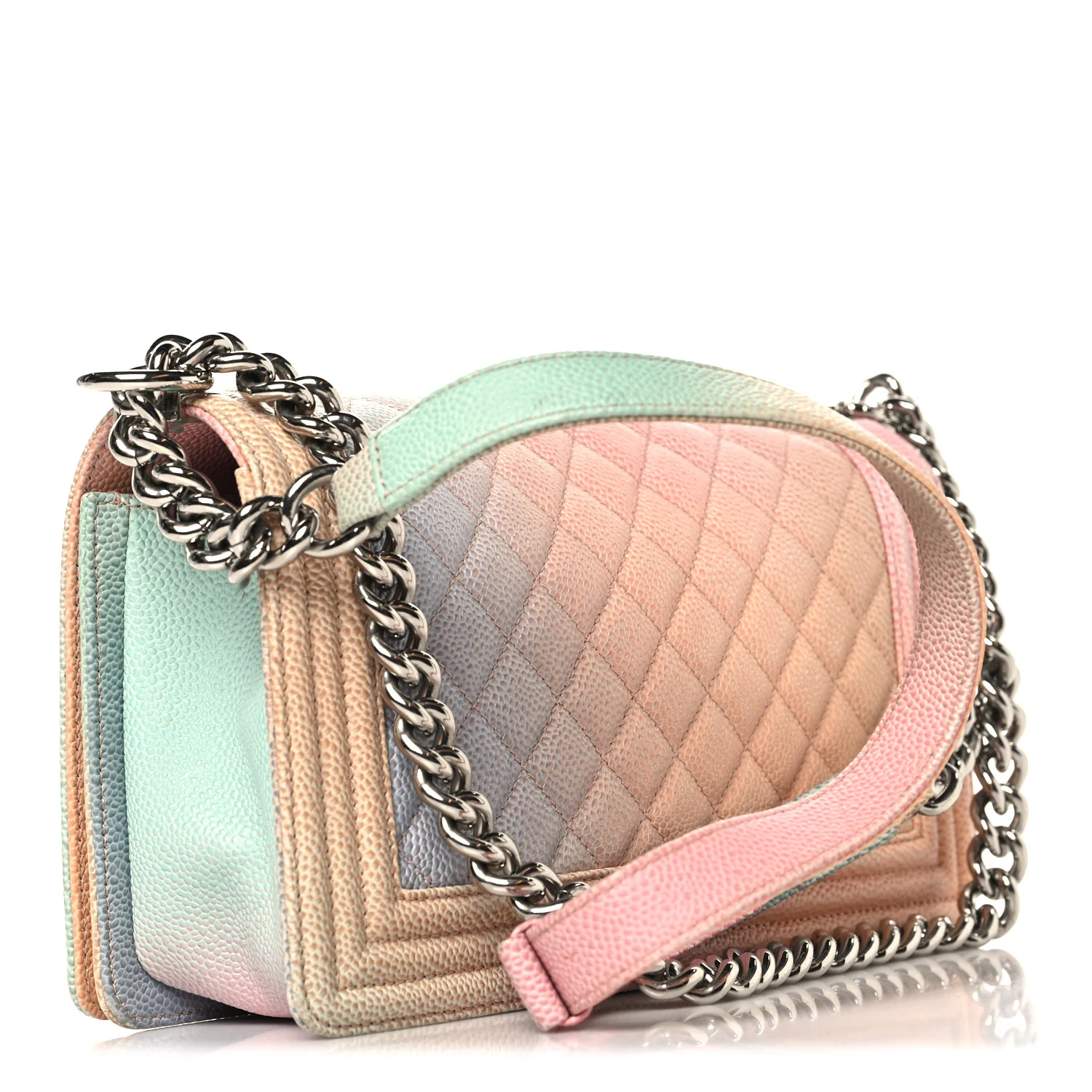 Caviar Quilted Medium Cuba Rainbow Boy Flap Pink Multicolor - Top Club