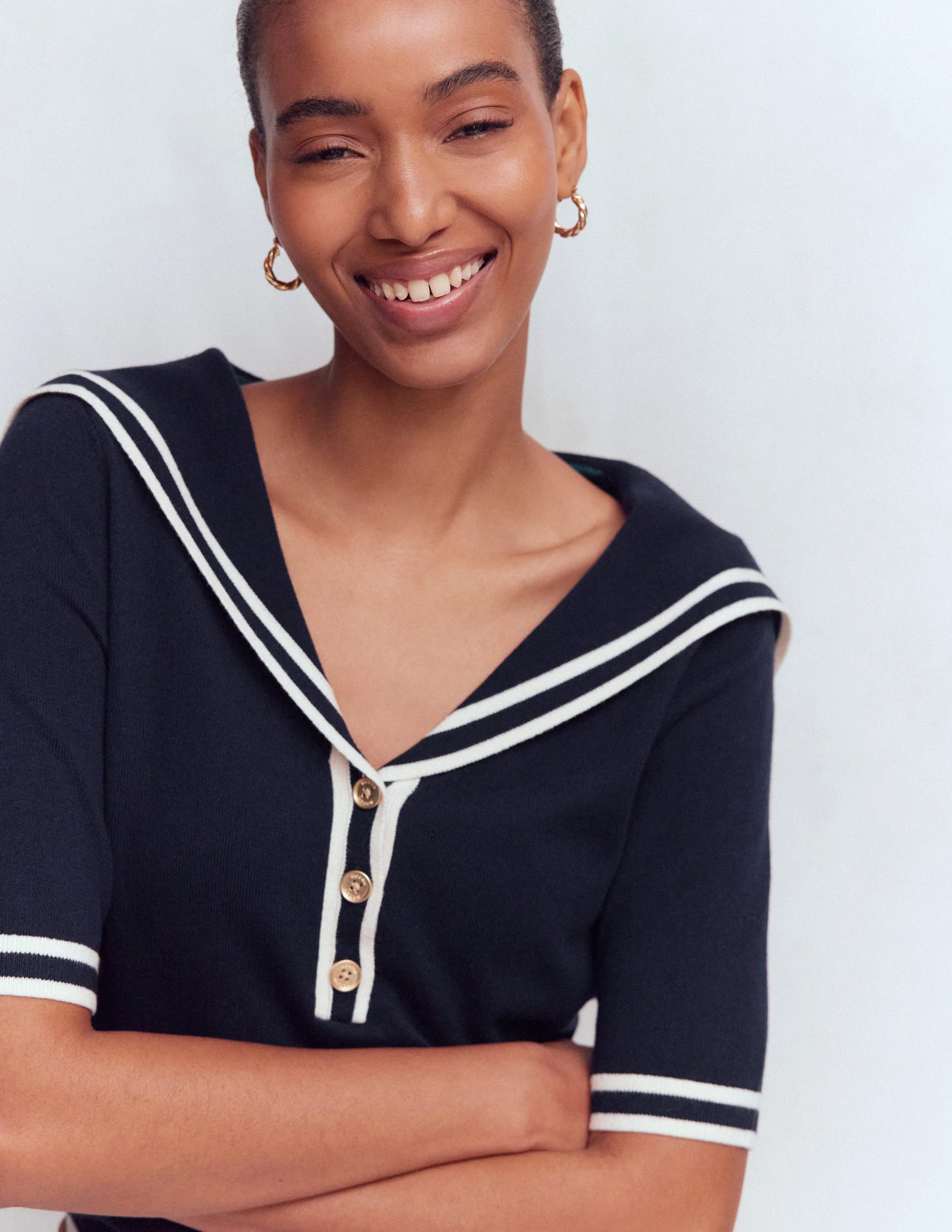 Pullover mit Matrosenkragen-Marineblau