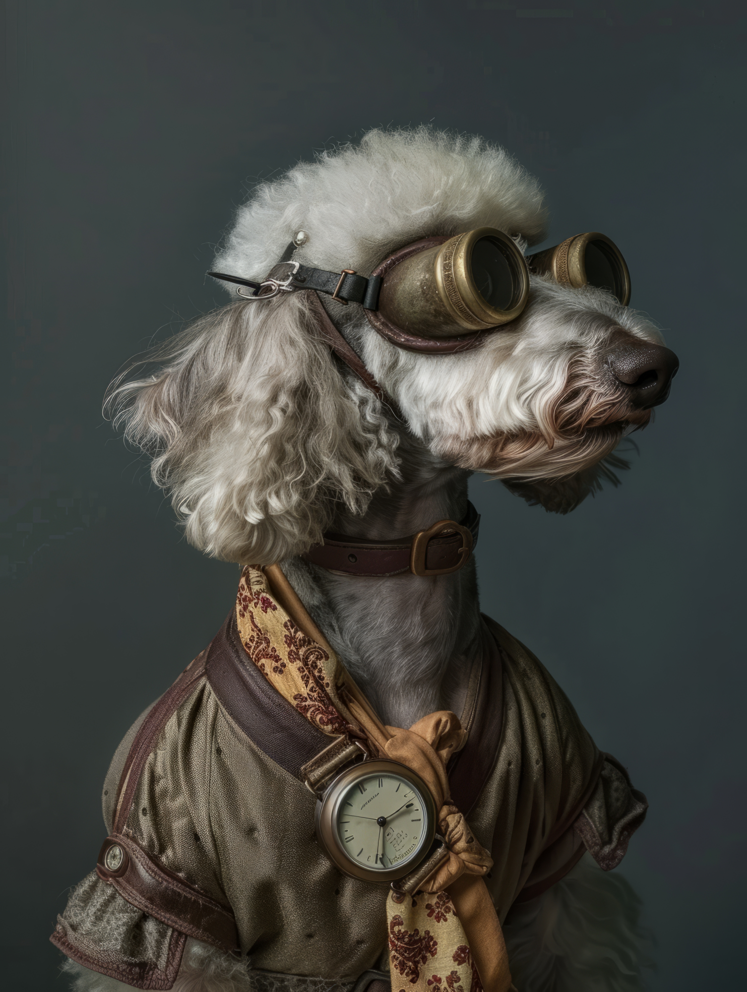 Canvas schilderij van een Bedlington Terrier 100x200 cm