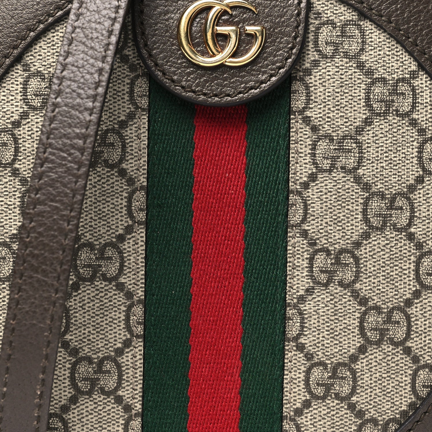 GG Supreme Monogram Web Mini Ophidia Round Shoulder Bag Brown - Top Club