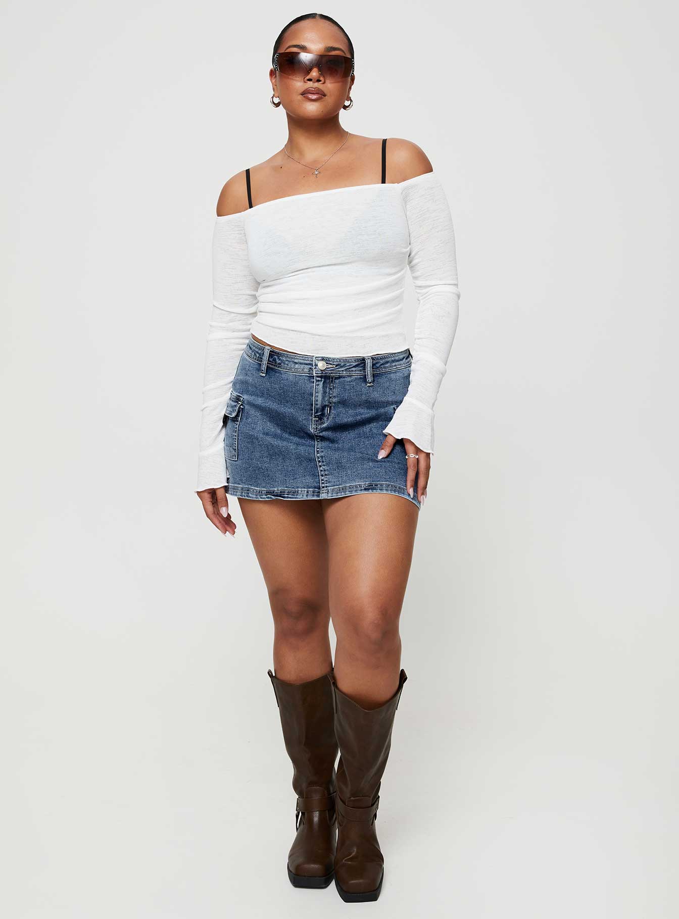 Grishea Low Rise Denim Skirt
