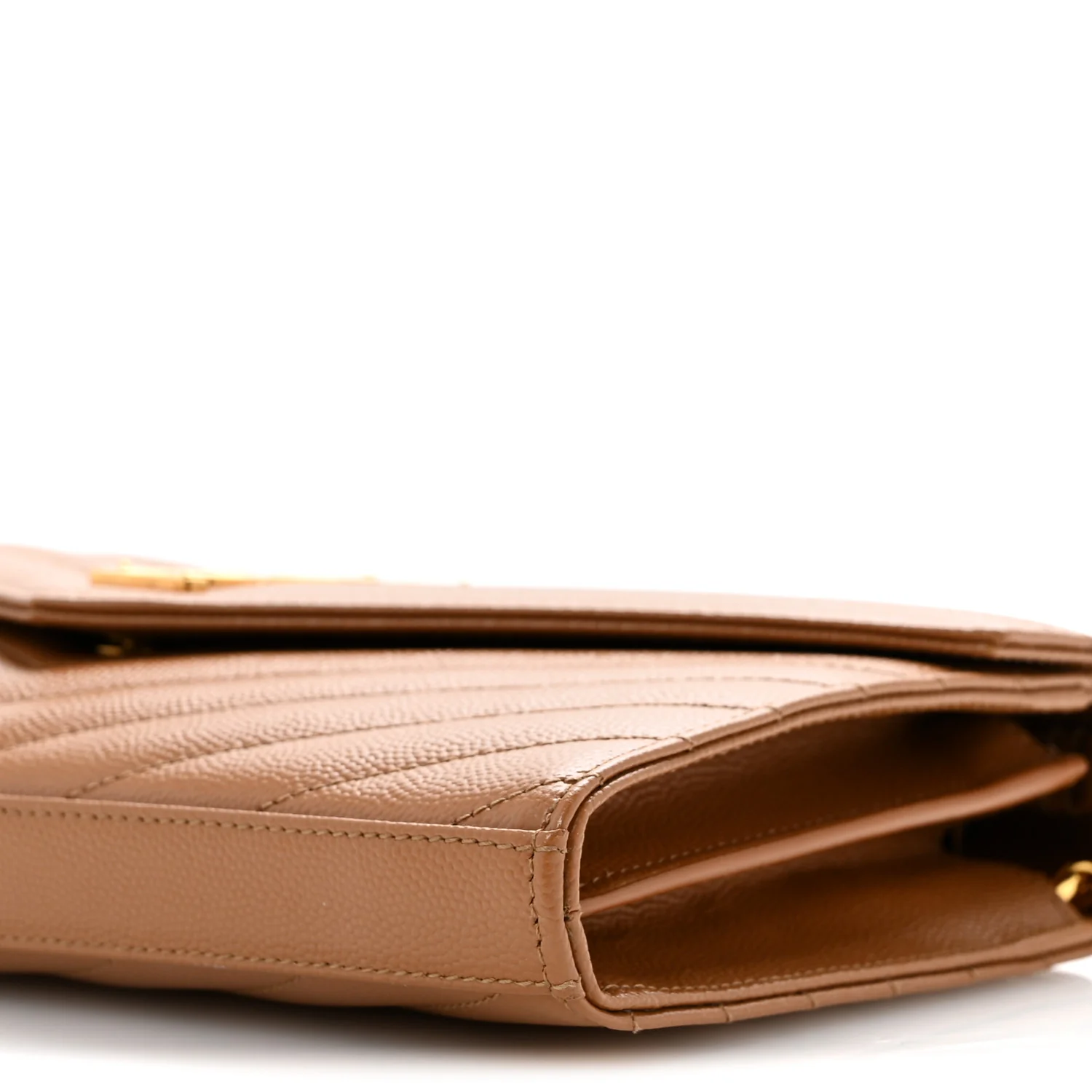 Grain De Poudre Matelasse Chevron Monogram Chain Wallet Natural Dark - Top Club