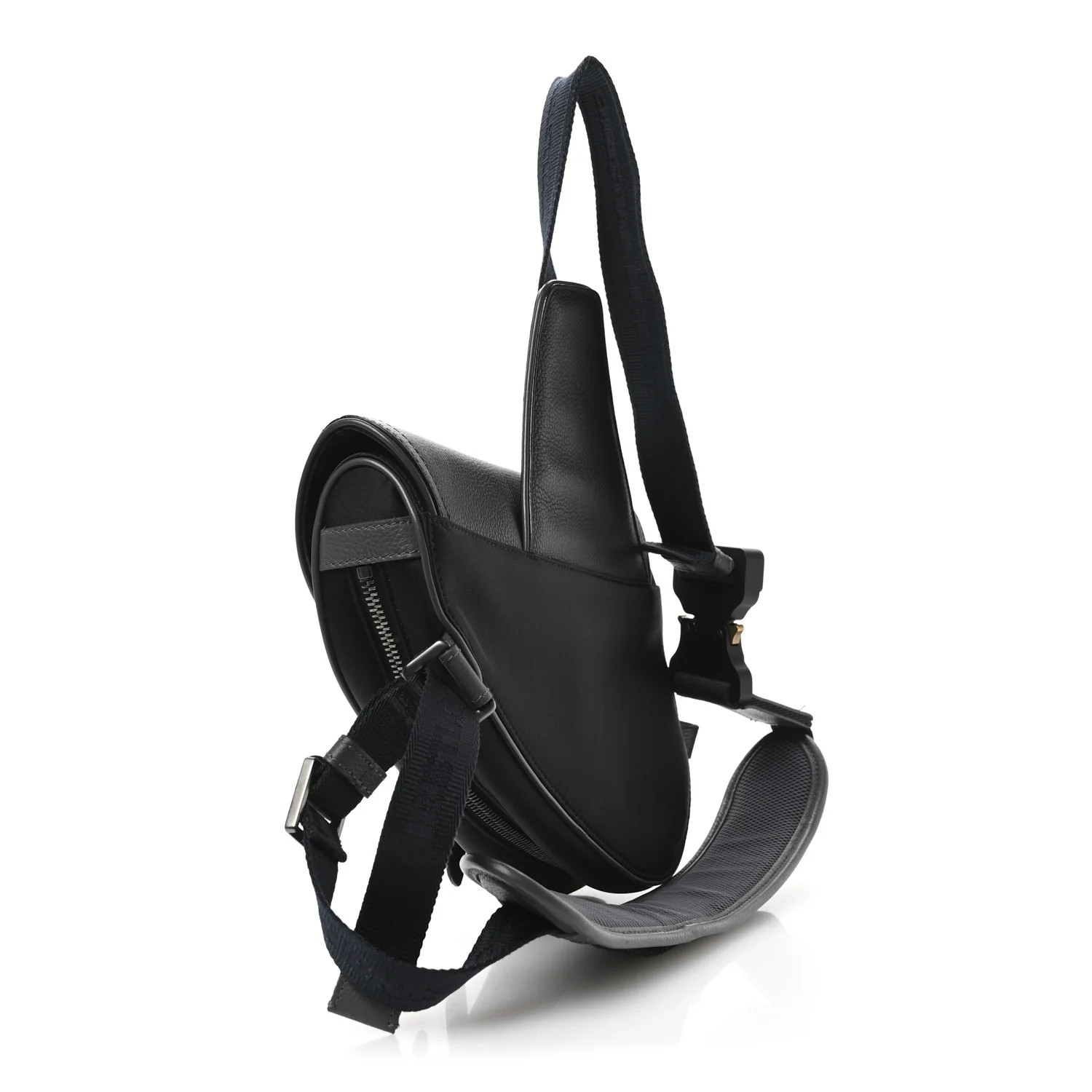 Nylon Grained Calfskin Saddle Bag Black Multicolor - Top Club