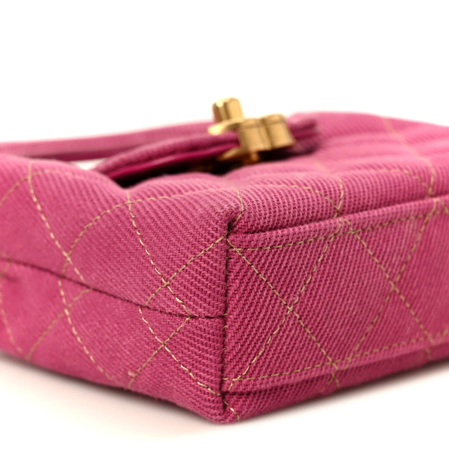 Denim Quilted Mini Nano Kelly Shopper Fuchsia - Top Club
