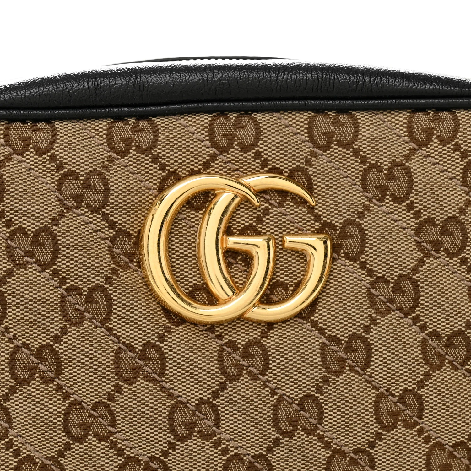 Monogram Matelasse Diagonal Small GG Marmont Chain Shoulder Bag Beige Black - Top Club