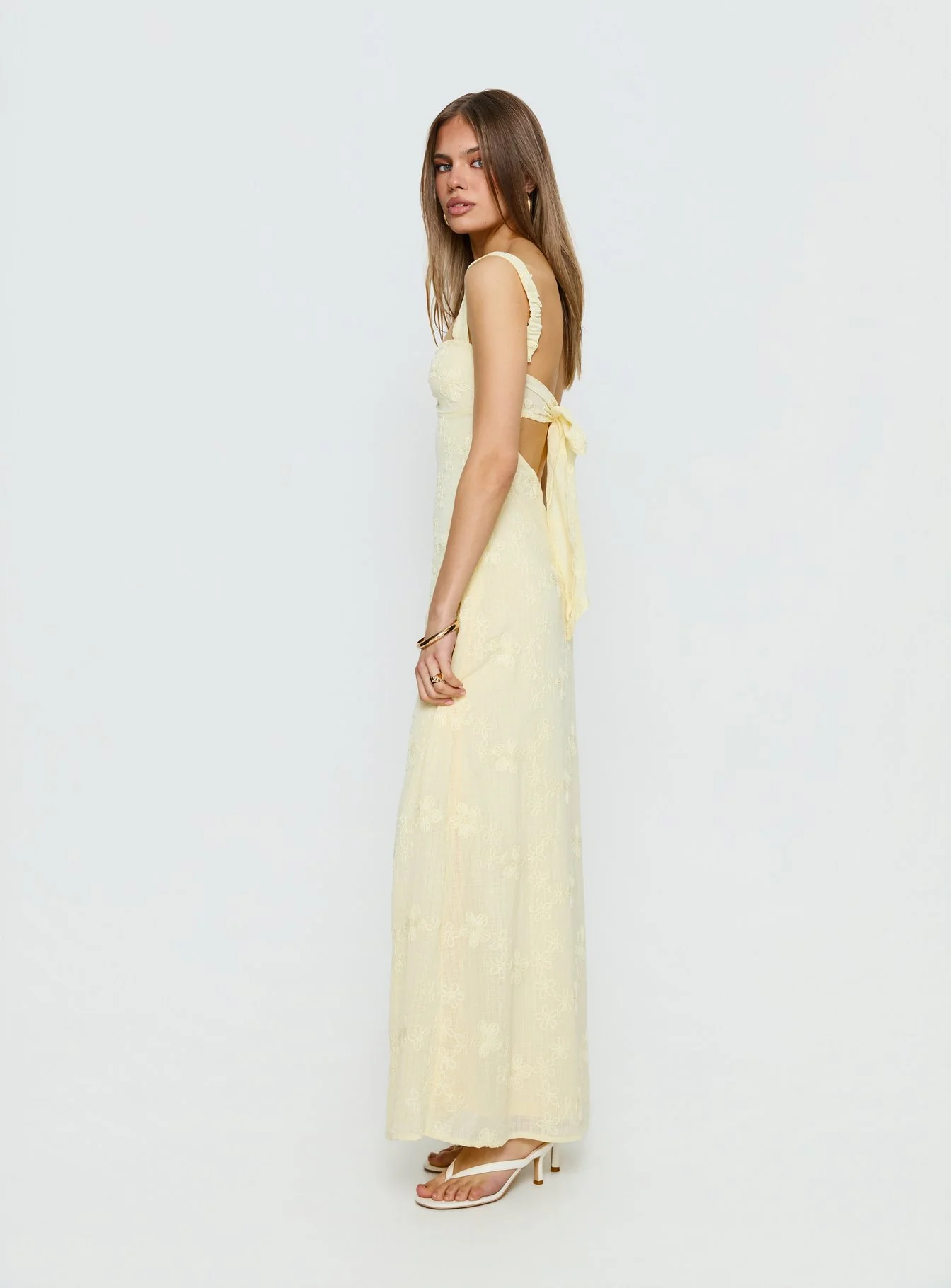 Maisone Broderie Maxi Dress Lemon