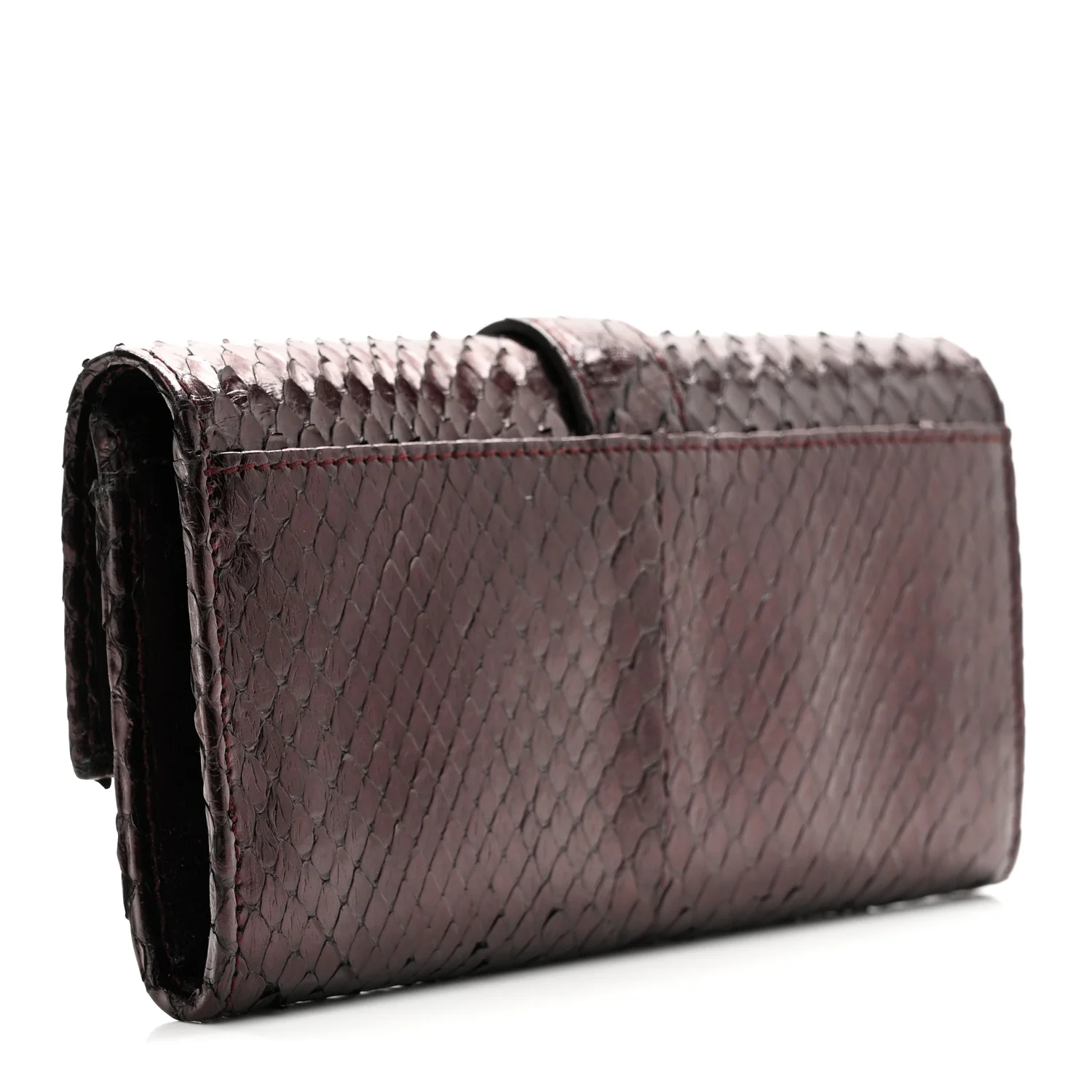 Metallic Snakeskin Soft Stirrup Wallet Brown - Top Club