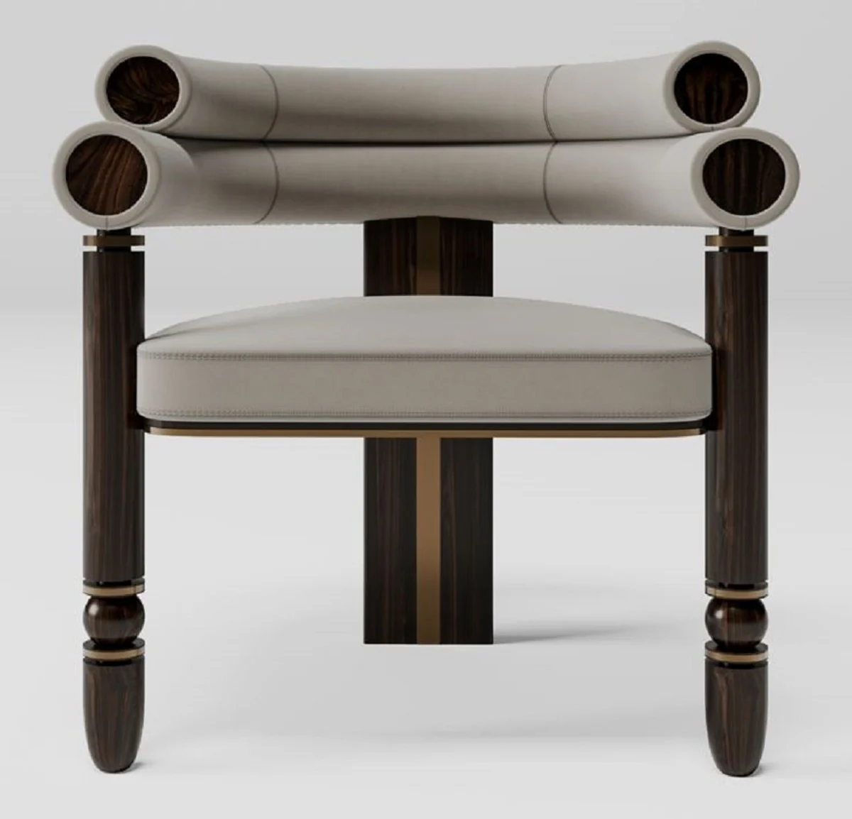 Luxury velvet dining room chair with armrests gray / dark brown / brass 69 x 63 x H. 72 cm - kitchen chair with elegant velvet fabric - dining room furniture - luxury furniture