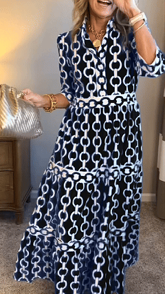 Women's  Casual Vacation Style - Chain Print Shirt Dress - Nordfashionstorm - Women's Clothing, Fashion for You - Nordfashionstorm.com