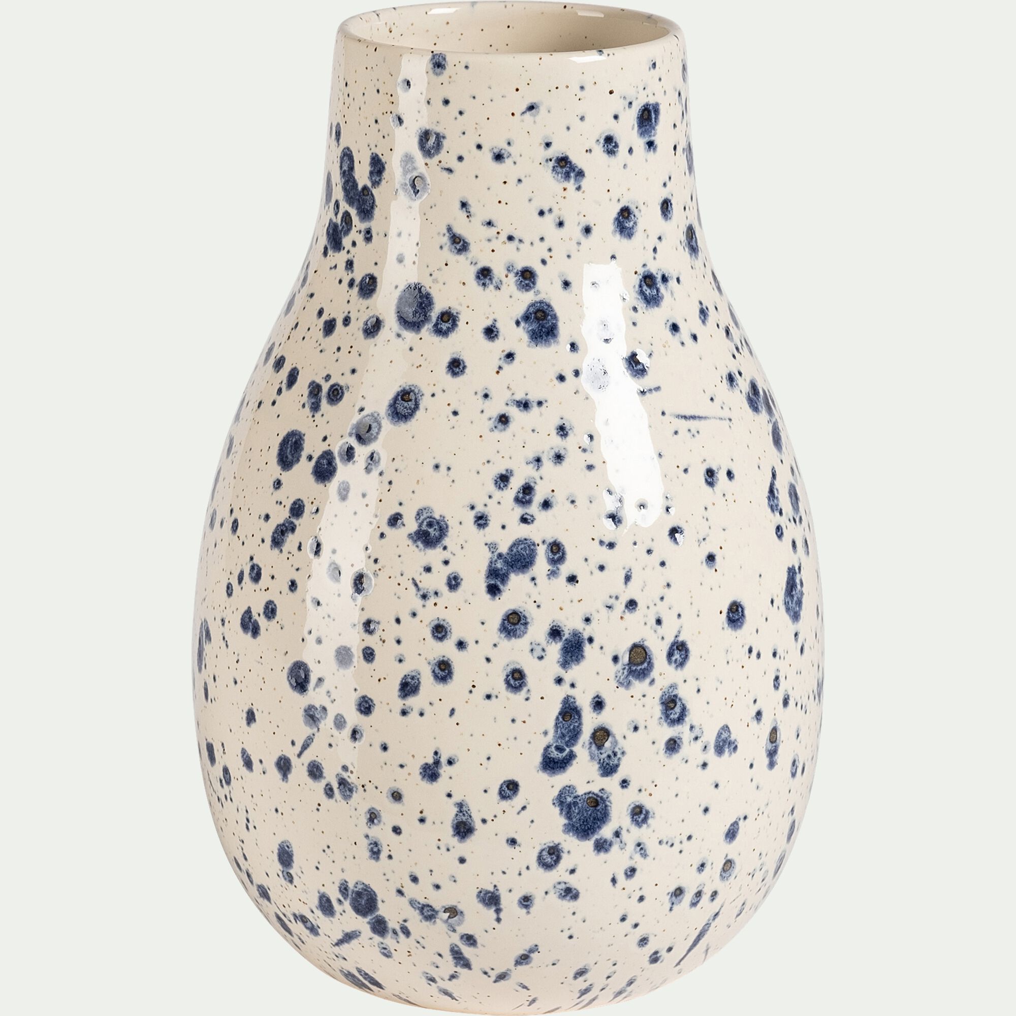 TRISKIE - Vase classique en faiënce tachéeH24cm - blanc