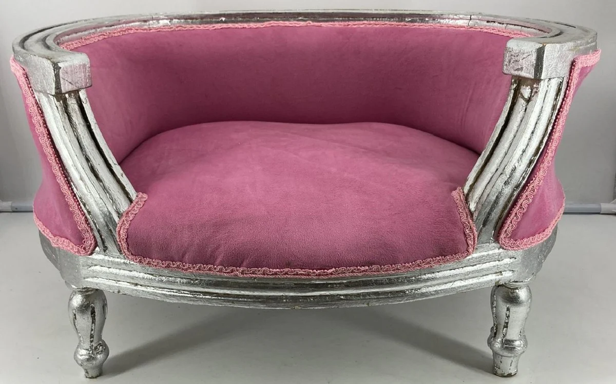 Baroque dog bed pink / silver - Baroque dog furniture - Baroque animal furniture - Magnificent animal furniture in the Baroque style