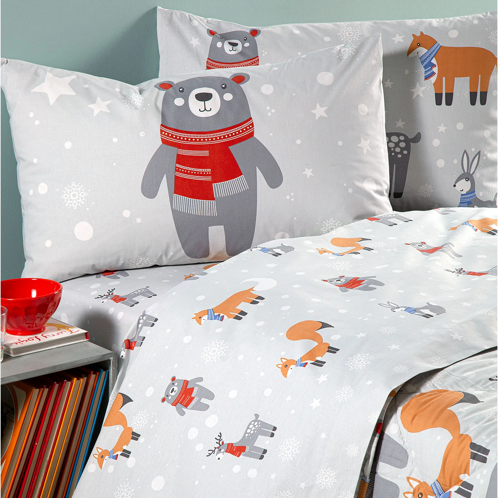 Complete cotton sheets Teddy single gray caleffi kids