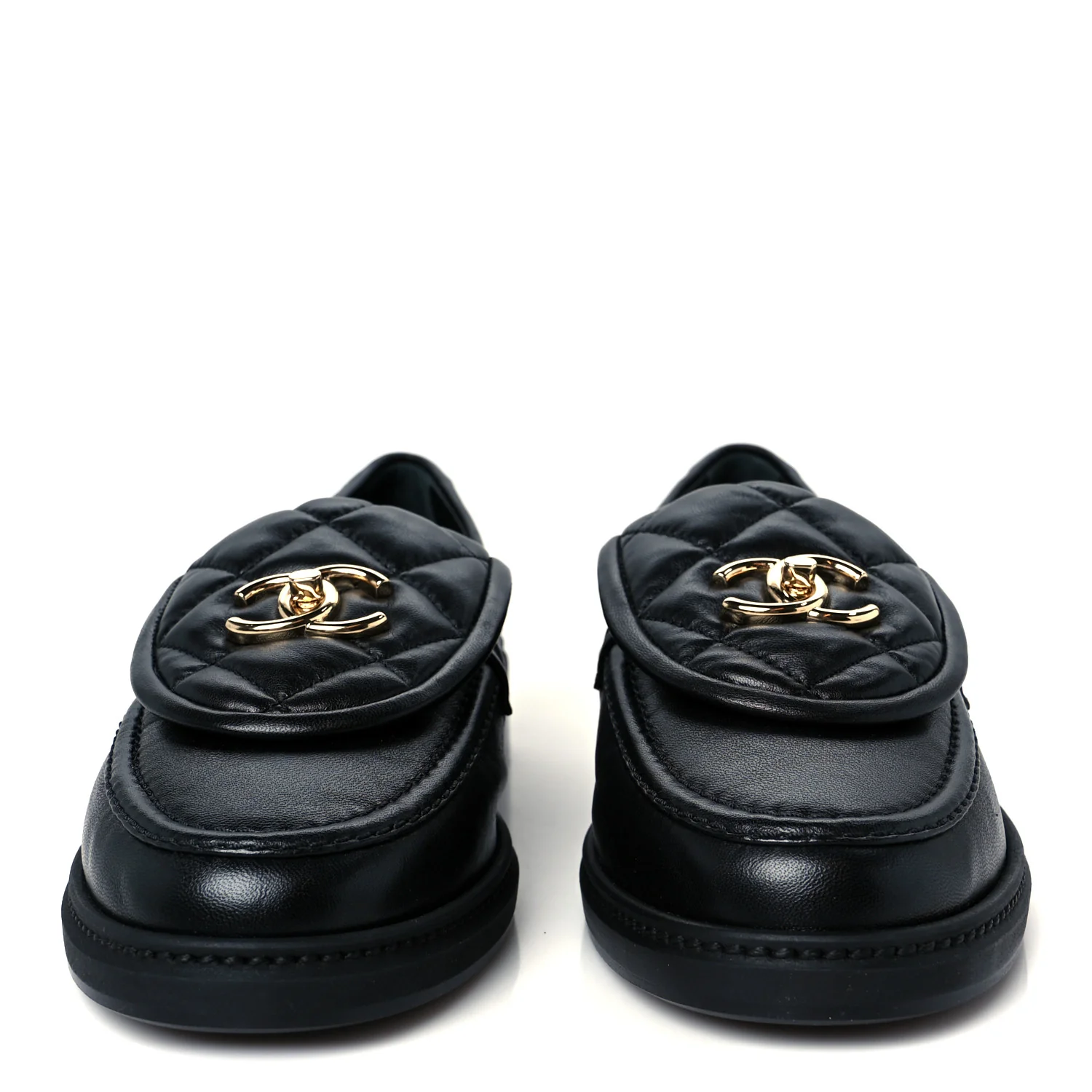 Lambskin Quilted CC Turnlock Loafers 39.5 Black - Top Club