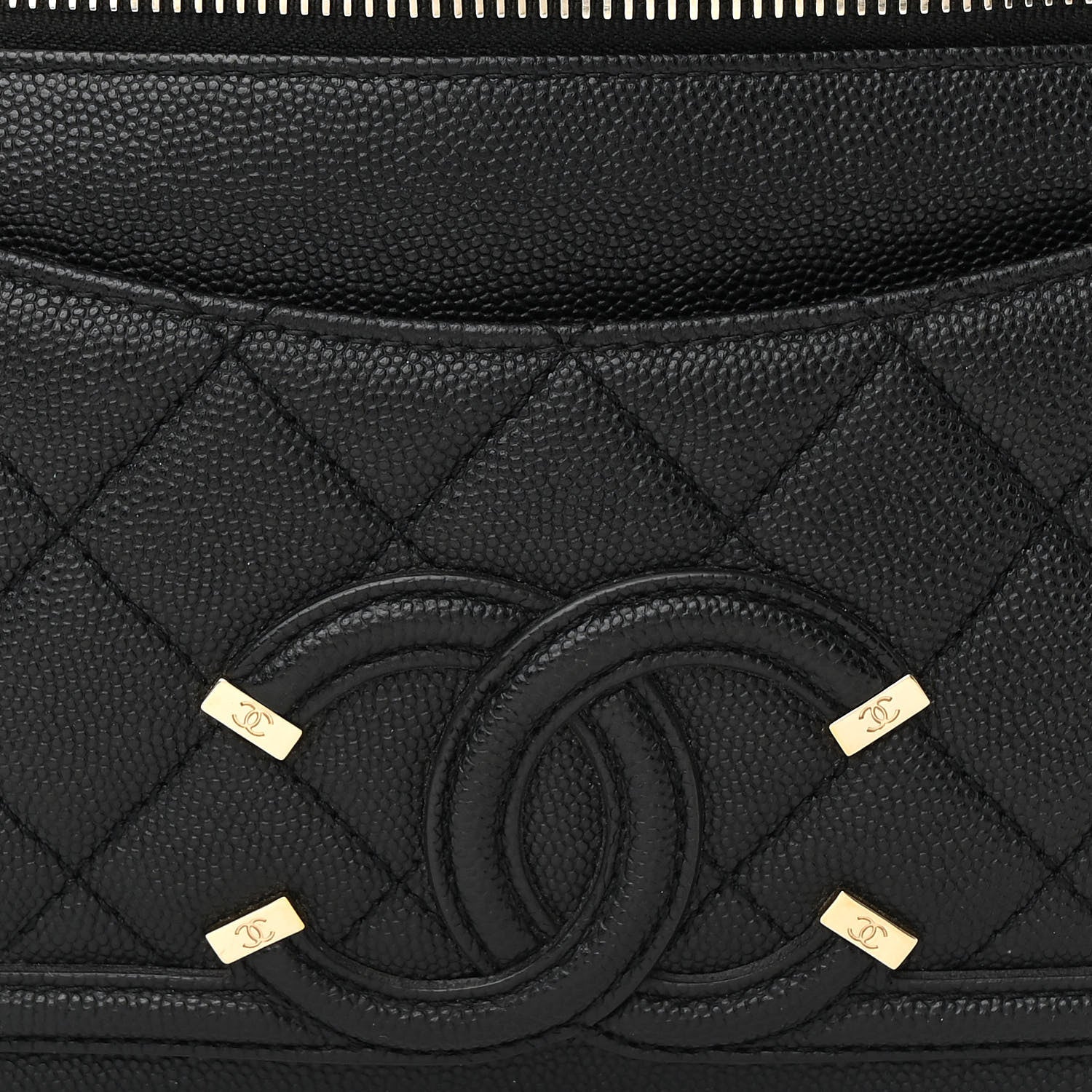Caviar Quilted Filigree Waist Bag Black - Top Club
