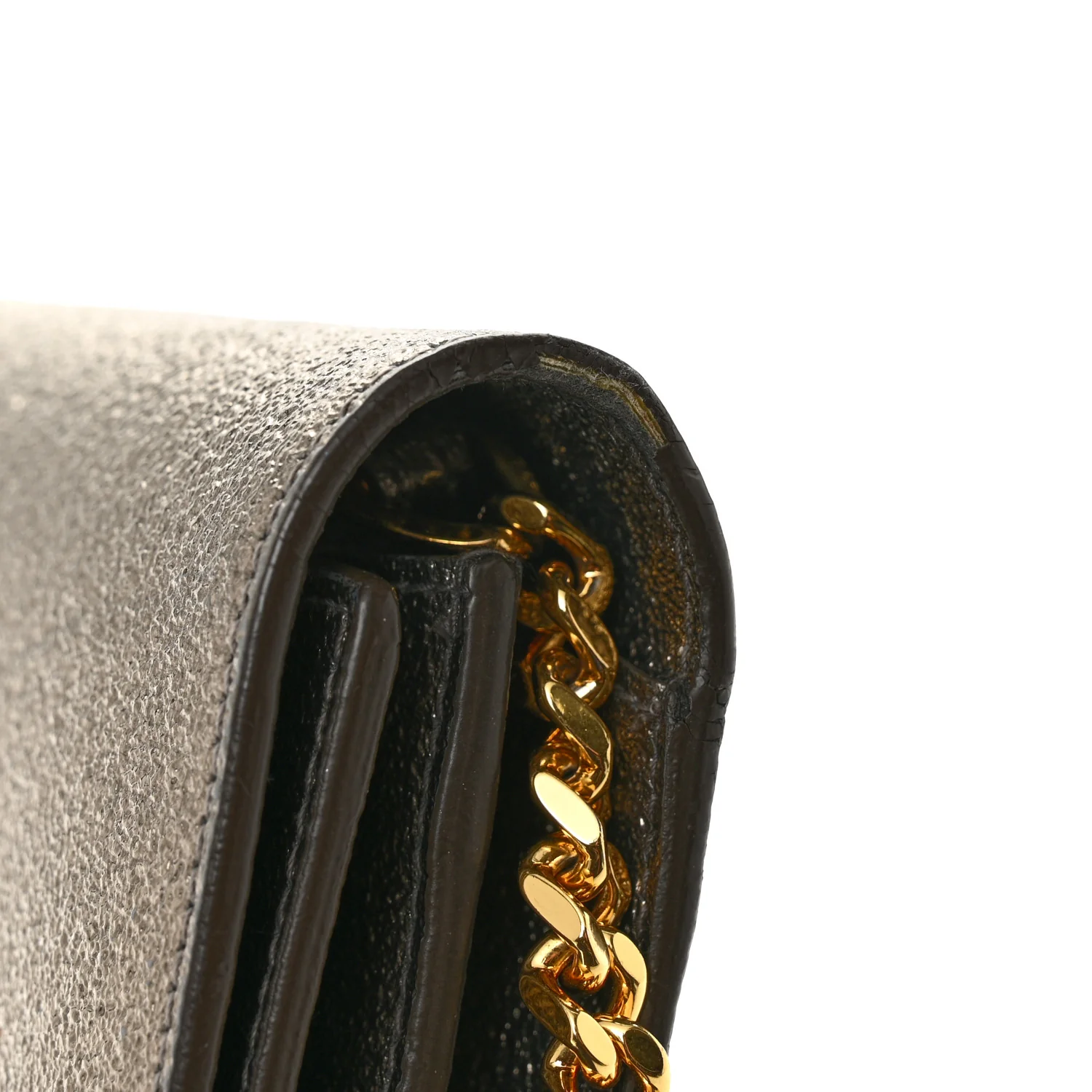 Grained Metallic Calfskin Monogram Chain Wallet Bronze - Top Club