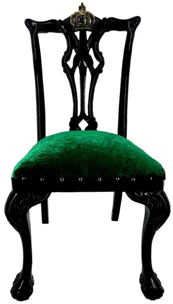 Pompöös by Baroque luxury dining room set green / black / gold - 1 baroque dining table with glass top and 6 baroque dining chairs designed by Harald Glööckler - Pompöös baroque furniture