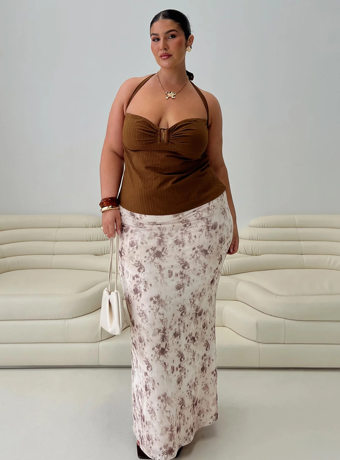 Isabetta Halter Top Chocolate Curve