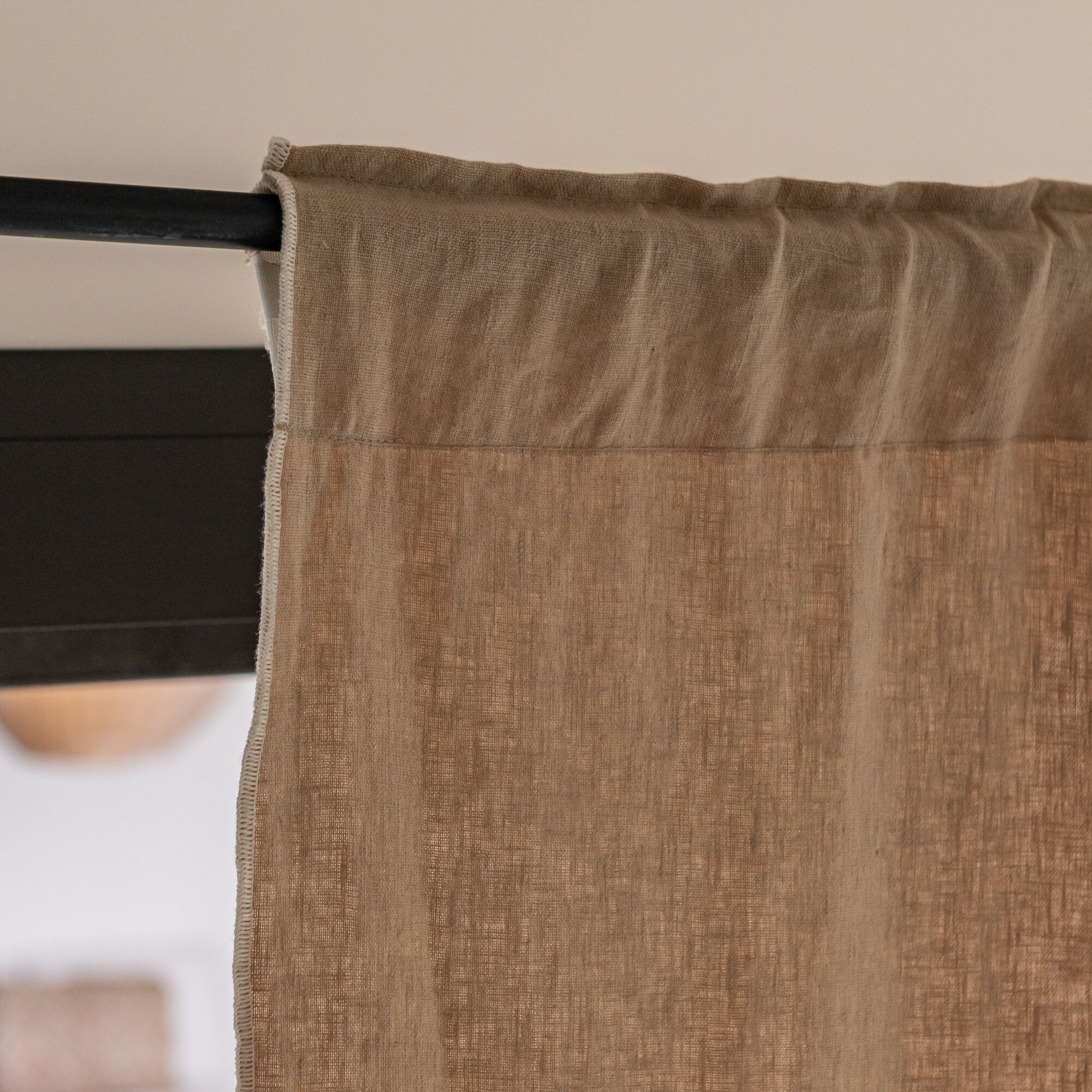 BONNIEUX - Rideau à passants caché en lin finition point de bourdon 140x250cm - beige corde