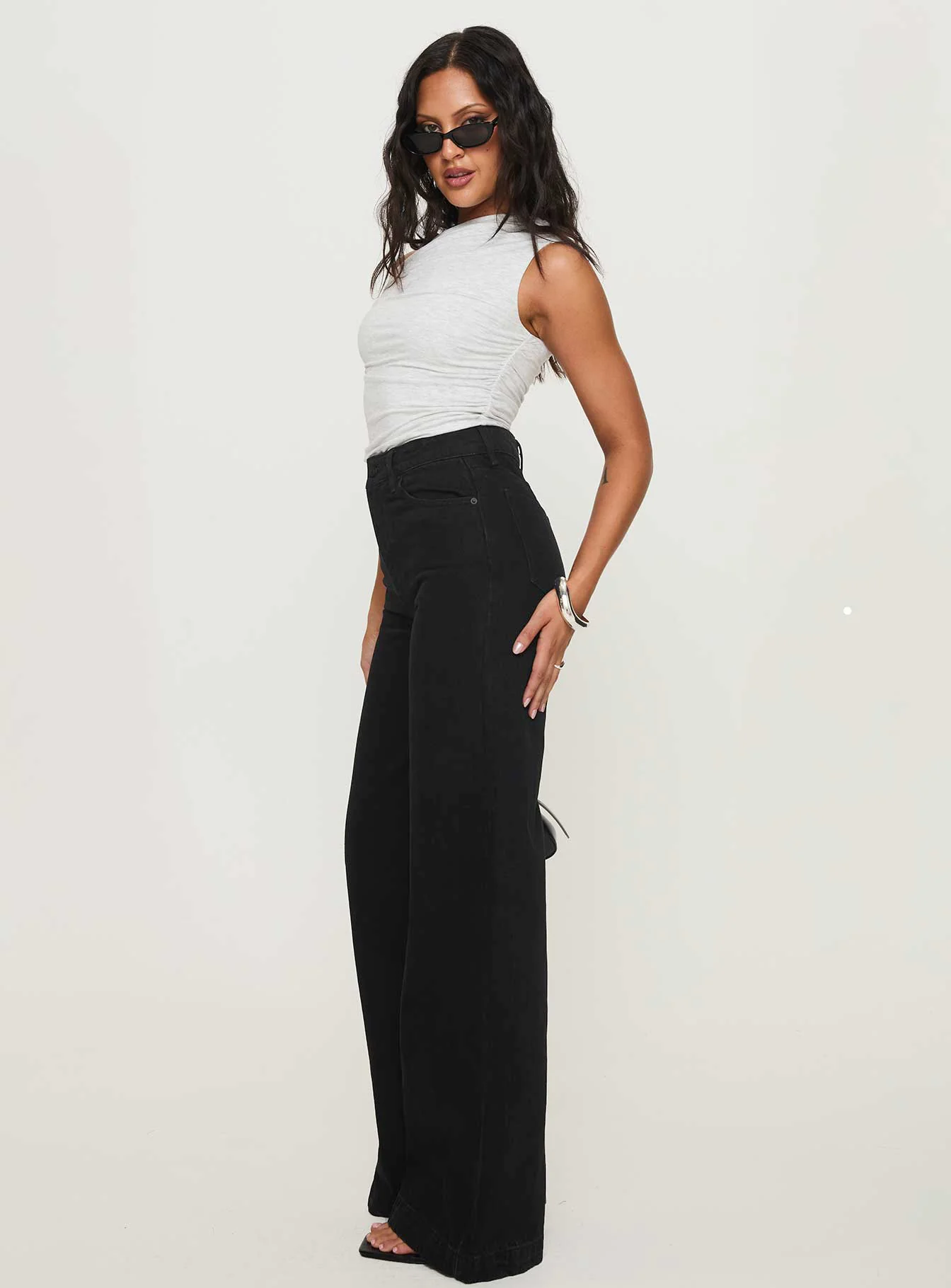 Goldie High Rise Wide Leg Jeans True Black
