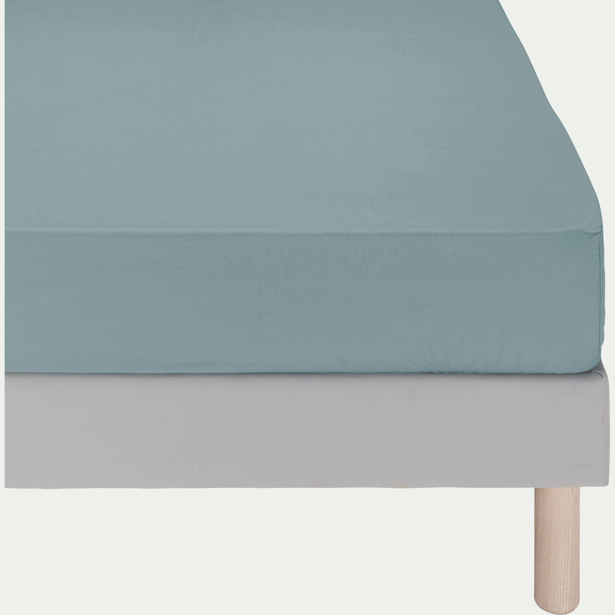 EOLI - Drap housse en coton 200x90cm B20cm - bleu calaluna
