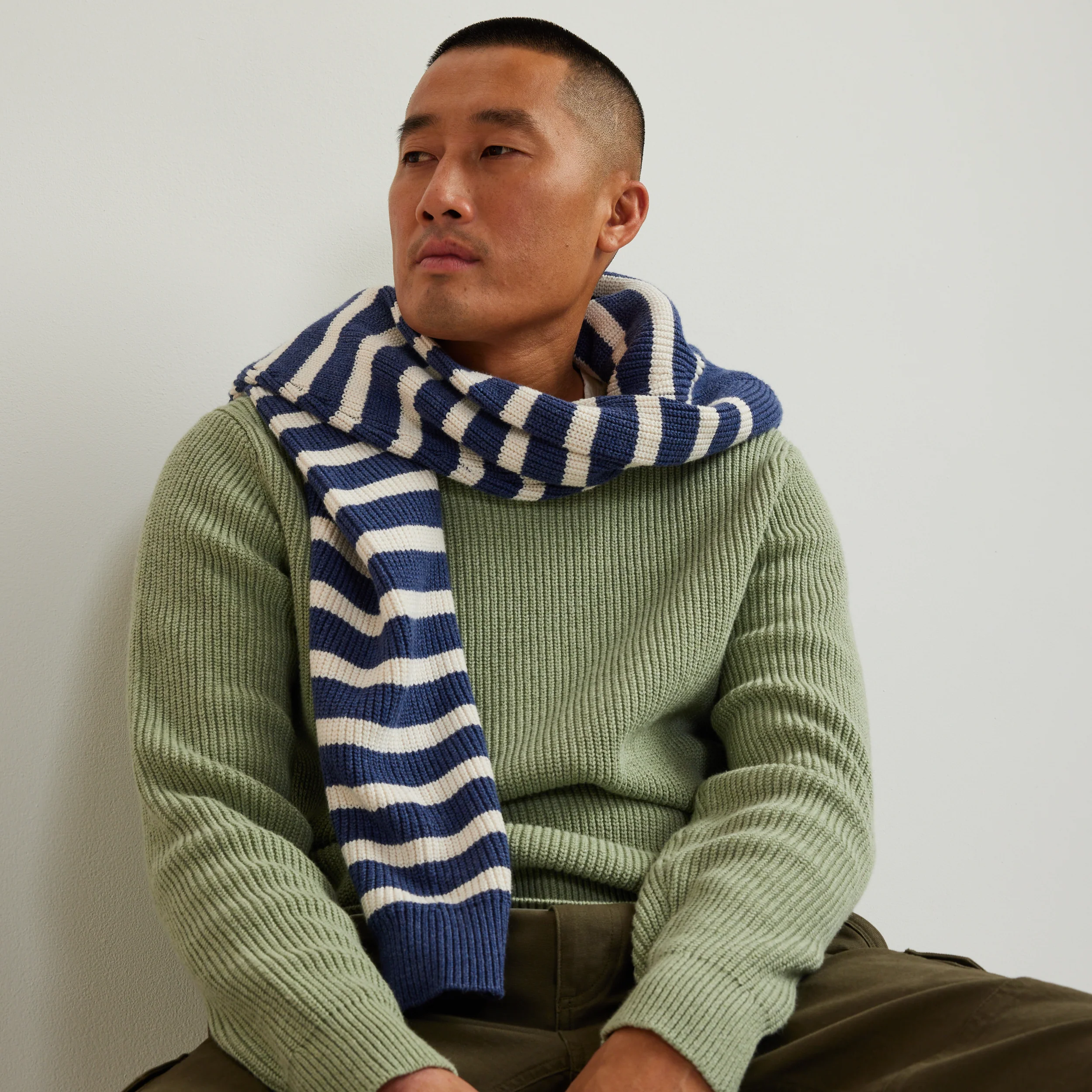 Men's Signature Roll Neck Sweater - Stripe - MoB Apparel