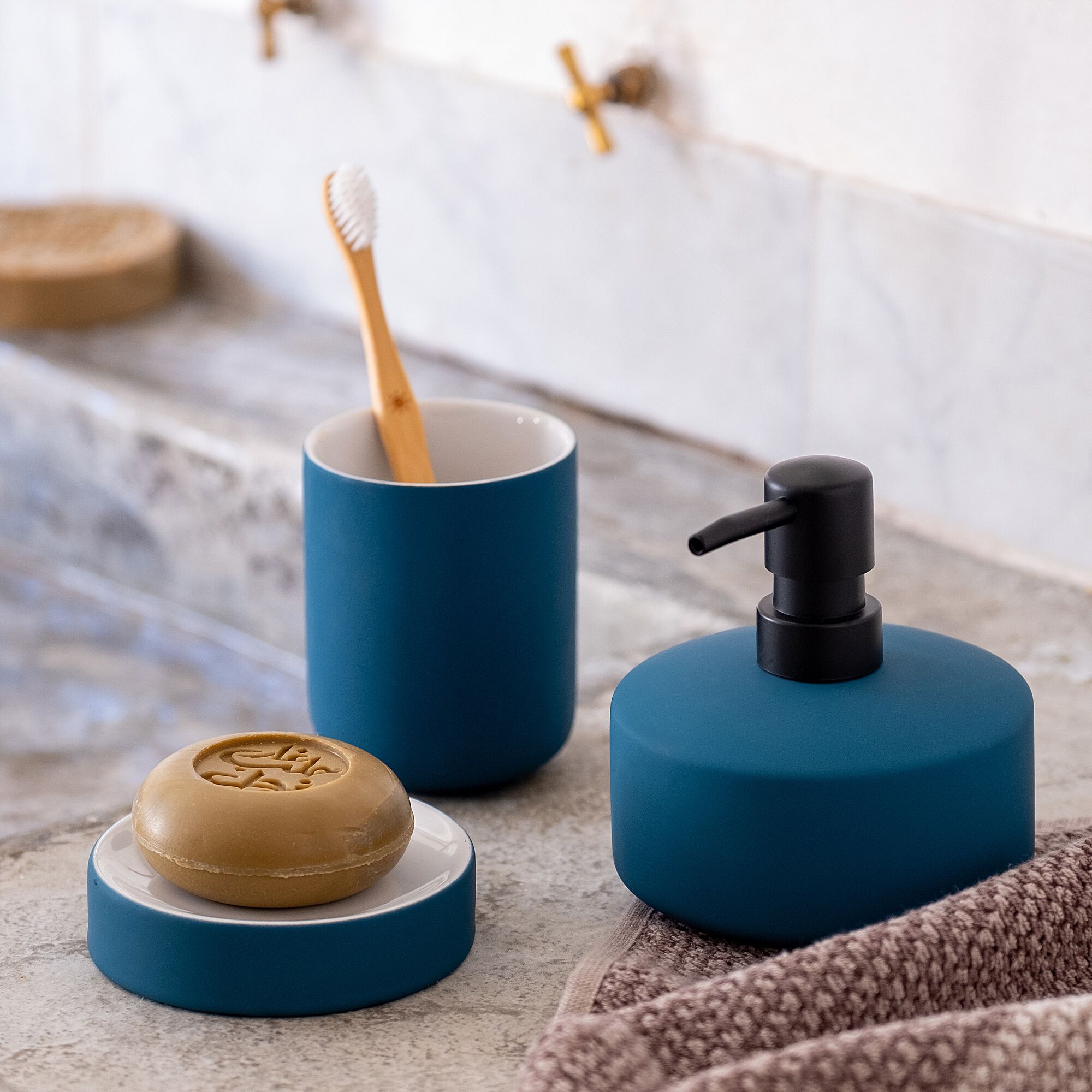 CISTE - Porte-savon en grès - bleu figuerolles