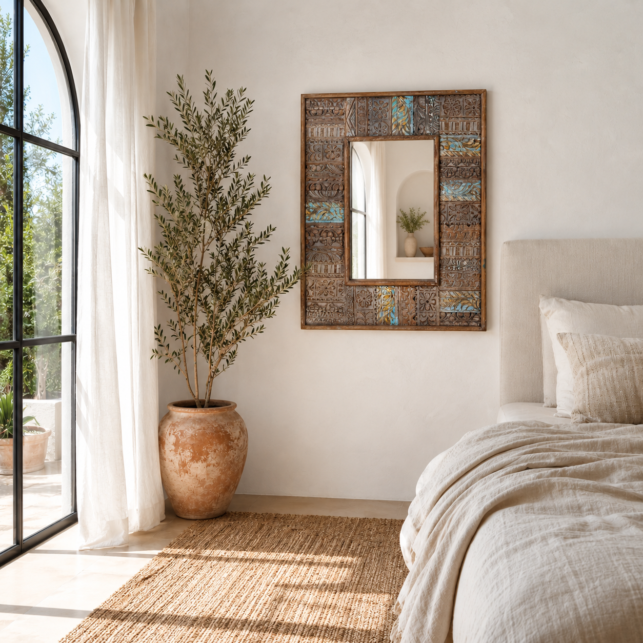 Jalebi - Handgemaakte Patchwork Houten Spiegel
