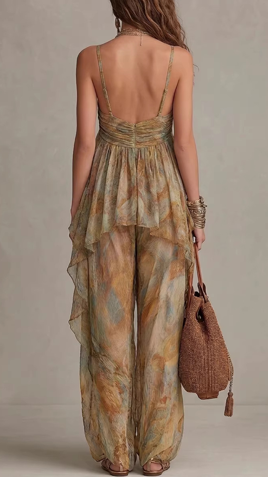 Women's Cotton-Blend Halter Printed Wide-Leg Pants Set - Nordfashionstorm - Women's Clothing, Fashion for You - Nordfashionstorm.com