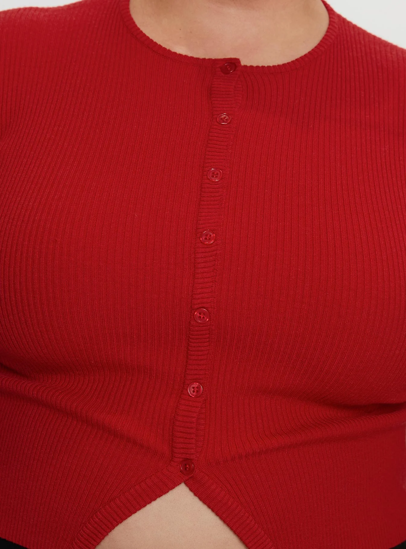 Suzu Long Sleeve Knit Top Red Curve