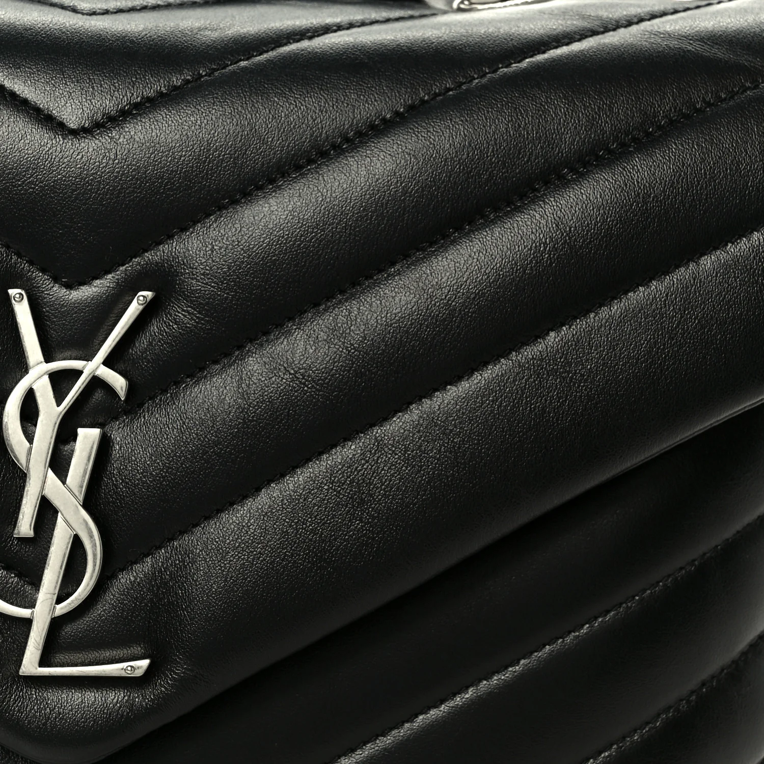 Calfskin Y Quilted Monogram Medium Loulou Chain Satchel Black - Top Club